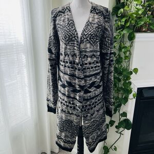 Maurices Black & Gray Soft Cozy Aztec Southwestern Long Cardigan Sweater - XXL